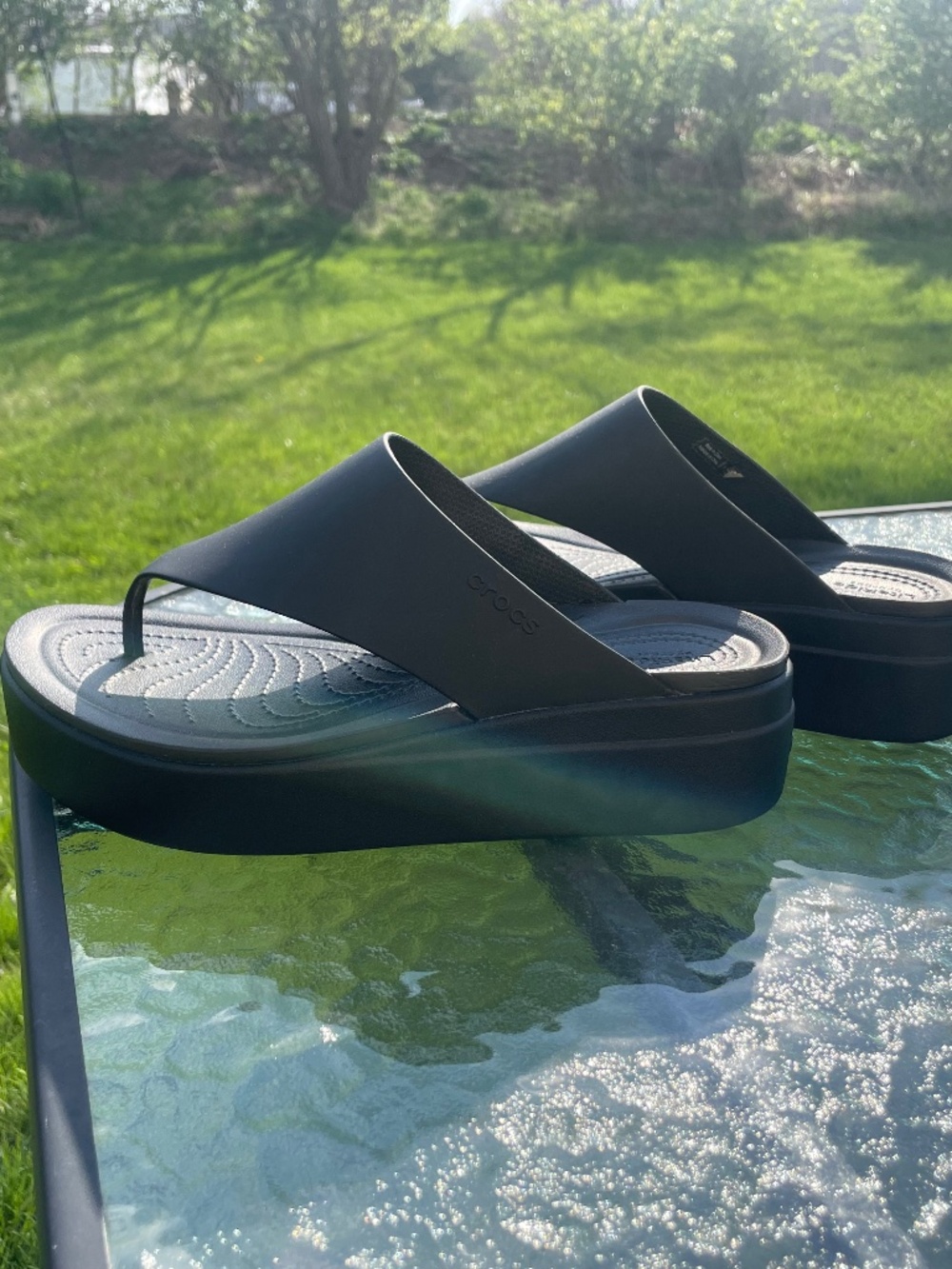 Crocs Lite Ride Brooklyn Black Wedge Sandals Size 9 UNworn